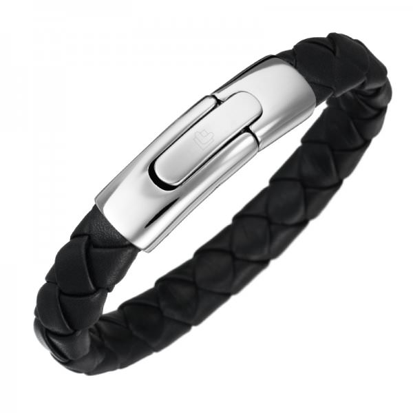 Nexus Schwarz Rund Lunavit Magnet-Lederarmband Nexus
